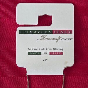 BRAND NEW, PRIMAVERA, 20 INCH,  24K GOLD OVER STERLING SILVER NECKLACE!!!